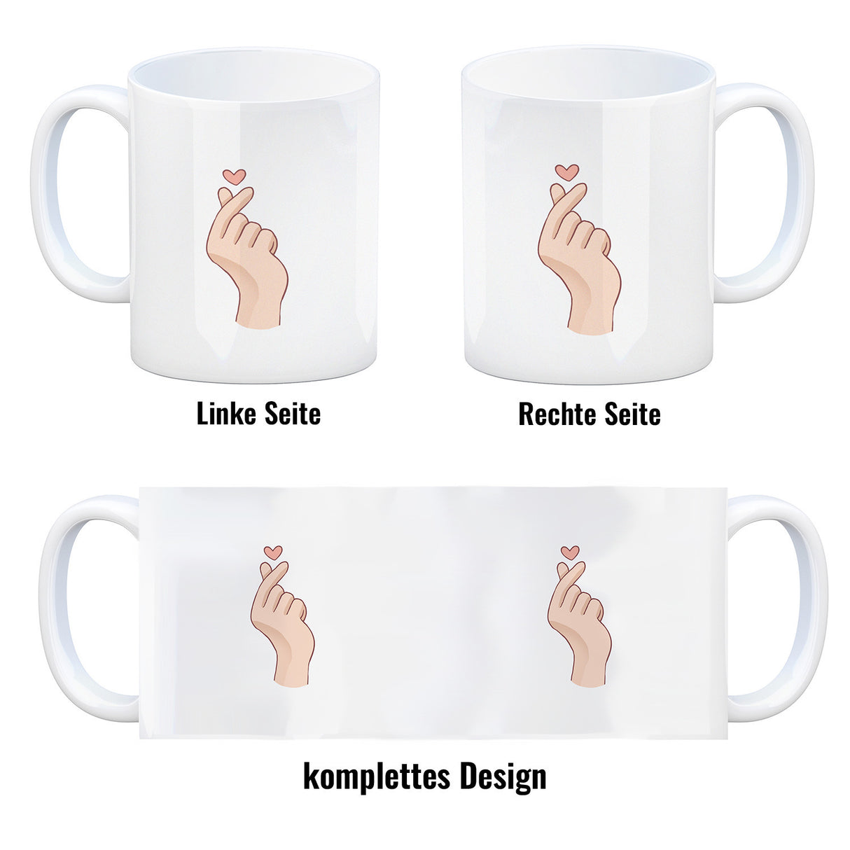 K-Pop Kaffeebecher in Farbe mit Herzsymbol