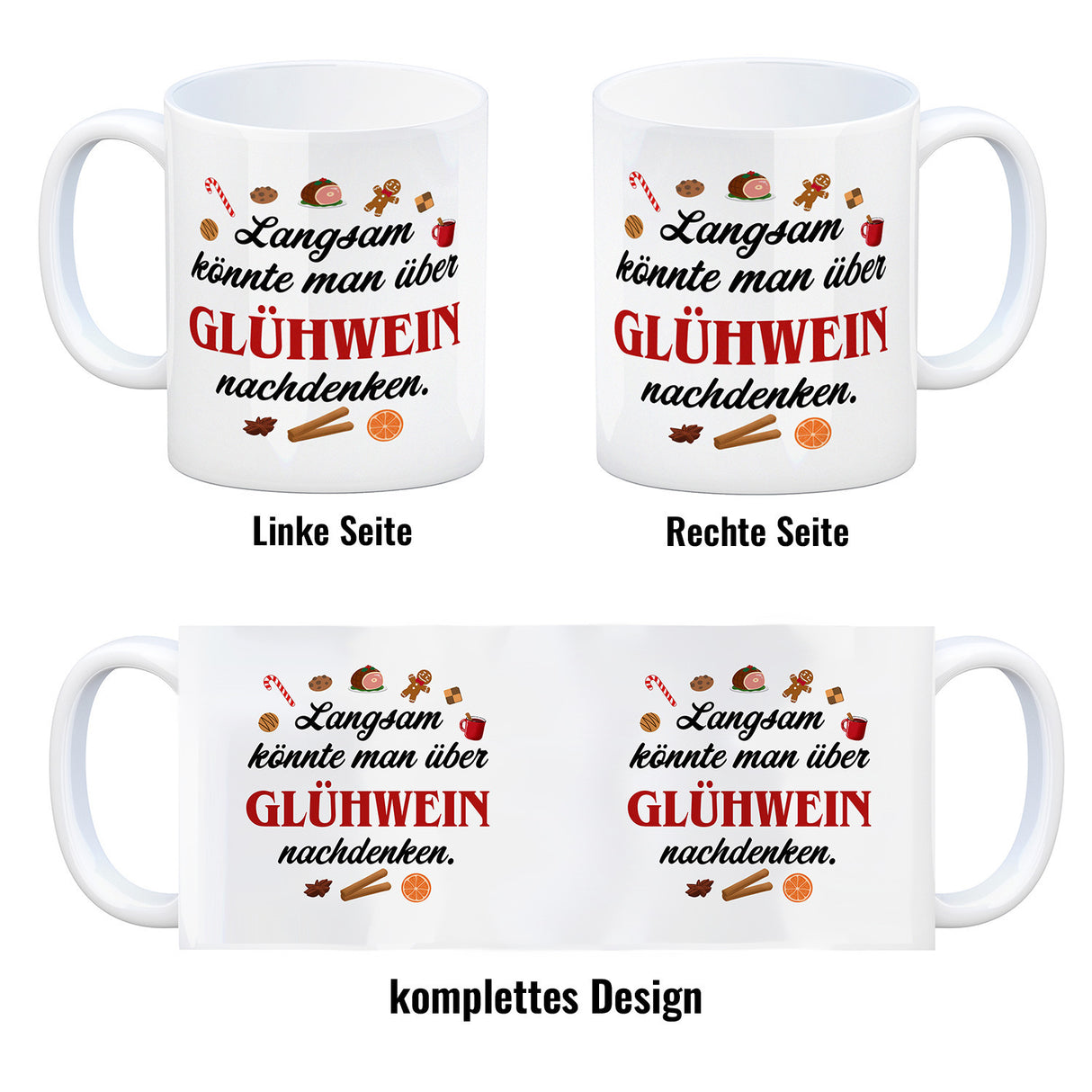 Glühwein Kaffeebecher mit Spruch Zeit für Glühwein