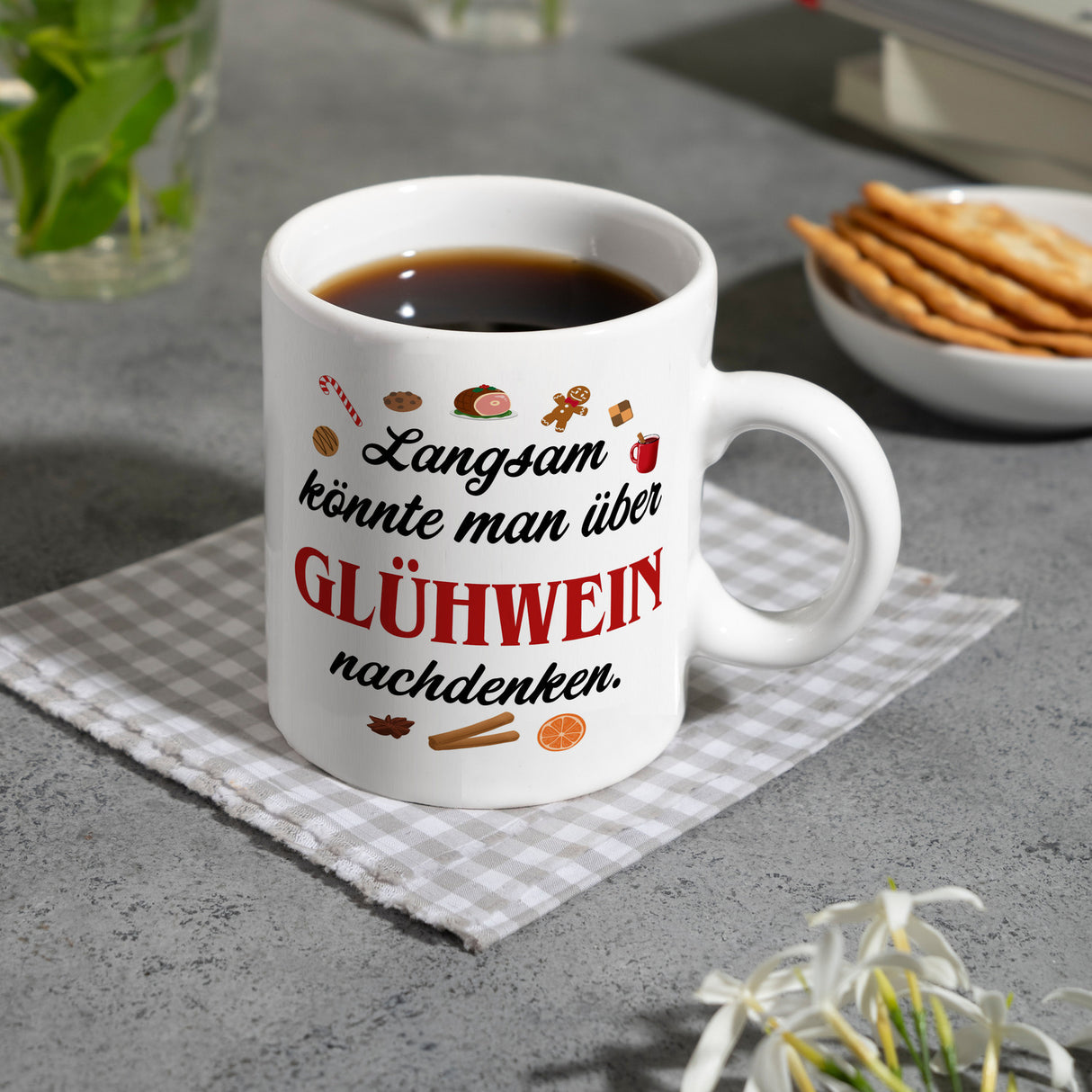 Glühwein Kaffeebecher mit Spruch Zeit für Glühwein