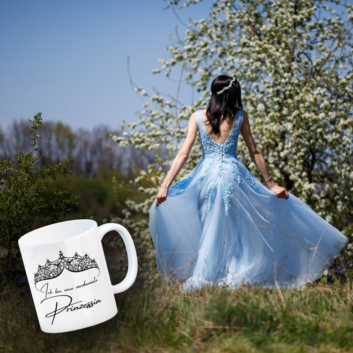 Diadem Kaffeebecher mit Spruch Ich bin eine verdammte Prinzessin