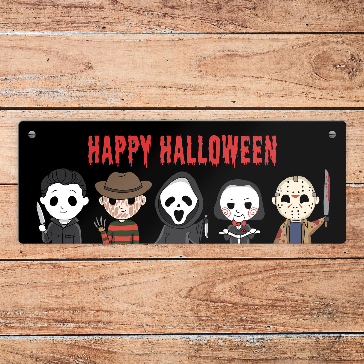 Happy Halloween Metallschild mit Serienkiller Motiv