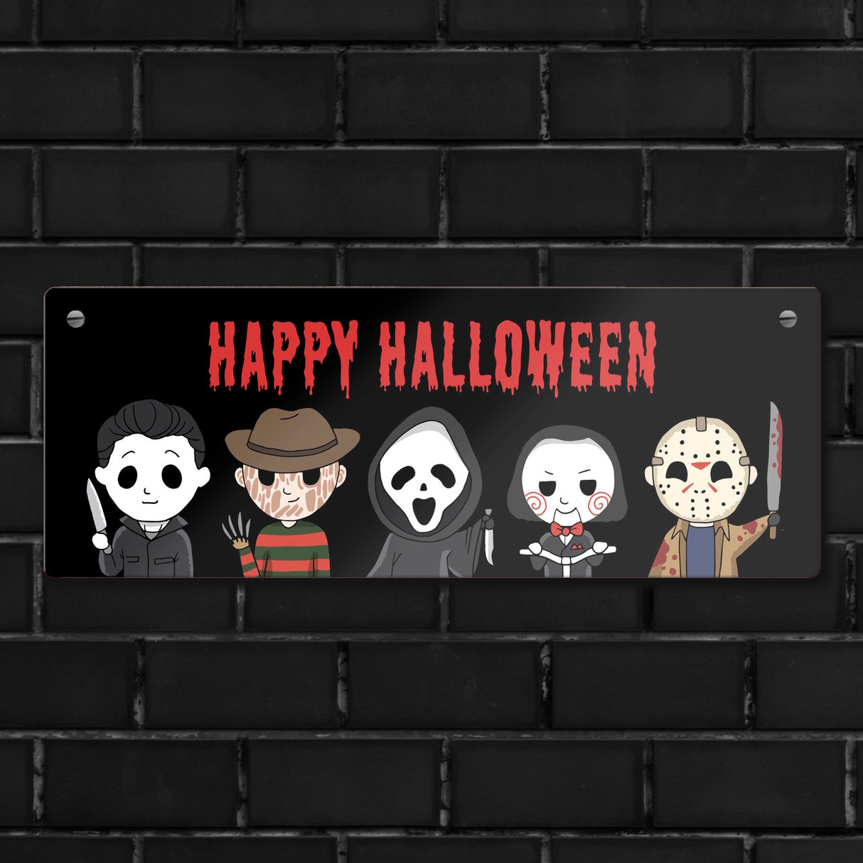 Happy Halloween Metallschild mit Serienkiller Motiv