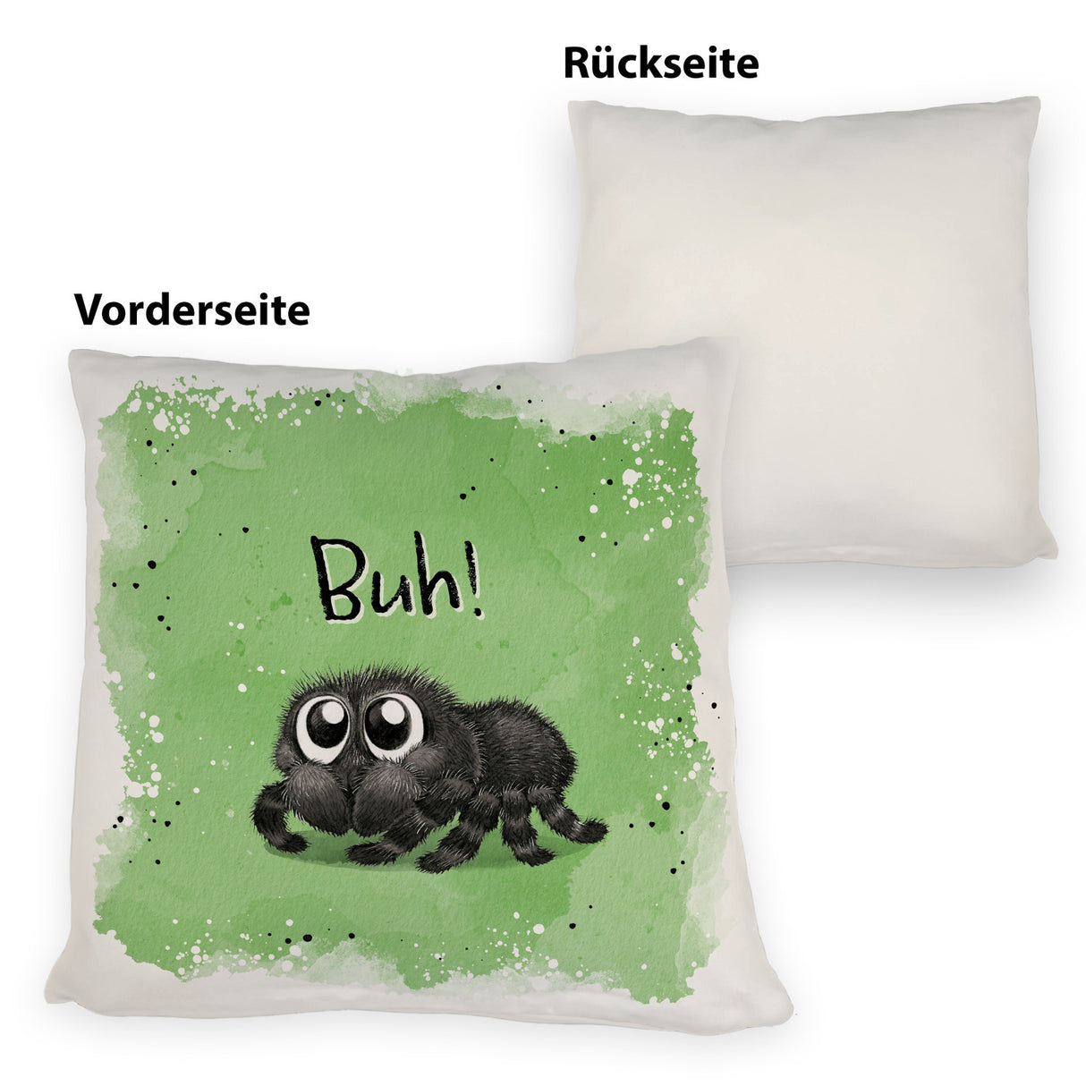 Buh! Flauschige Spinne Kissen mit Spruch