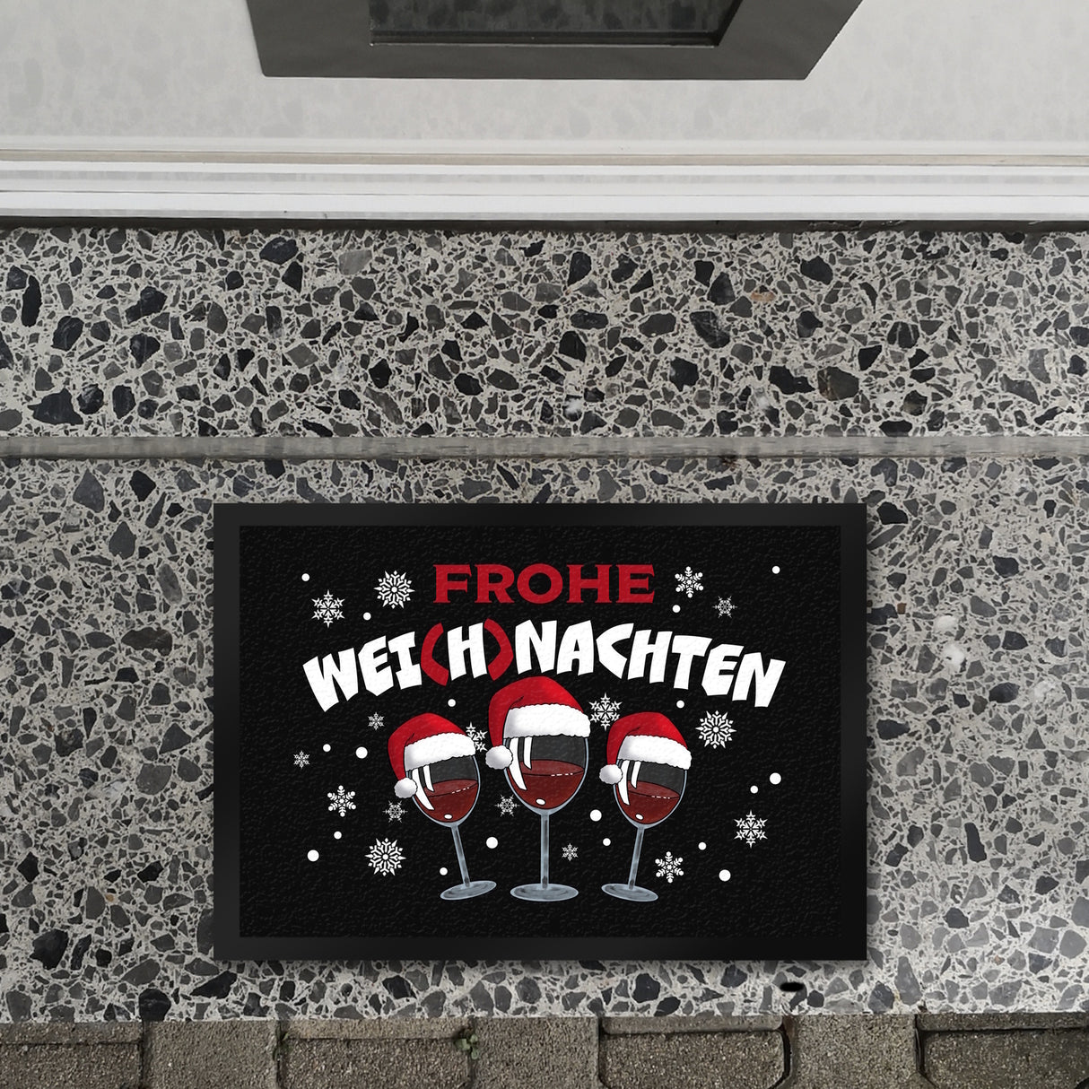 Frohe Wei(h)nachten Wein Fußmatte in 35x50 cm