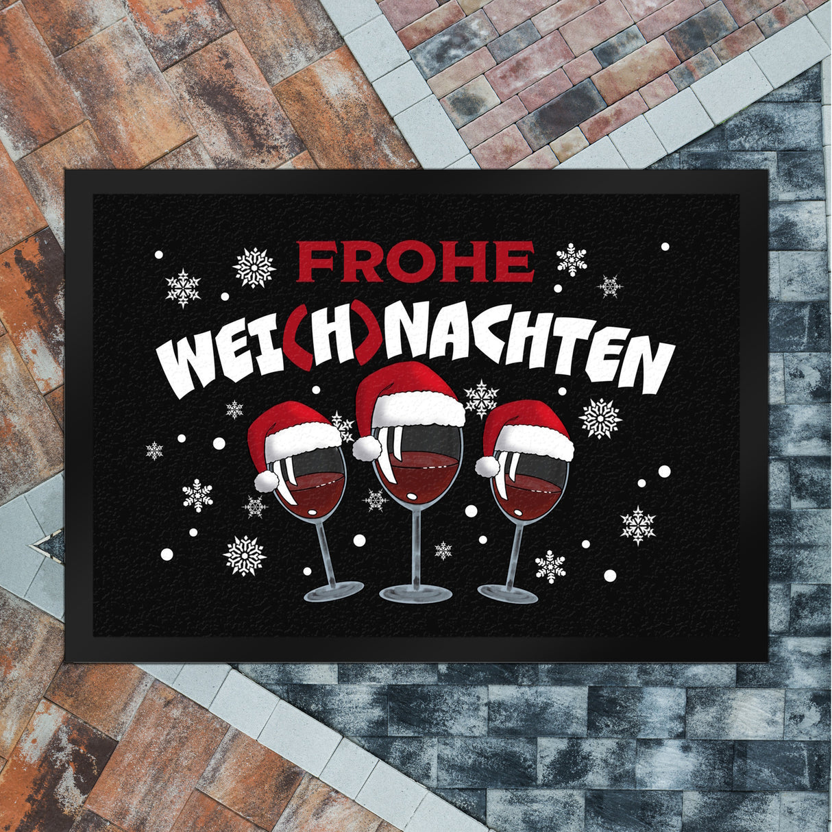 Frohe Wei(h)nachten Wein Fußmatte in 35x50 cm