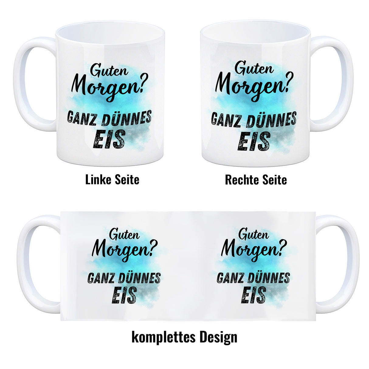 Morgenmuffel Kaffeebecher mit Spruch Guten Morgen Ganz dünnes Eis