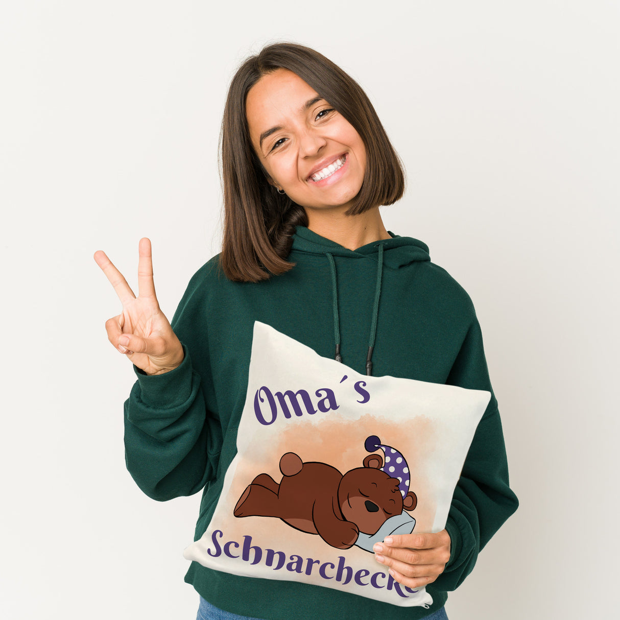 Omas Schnarchecke Bär Kissen