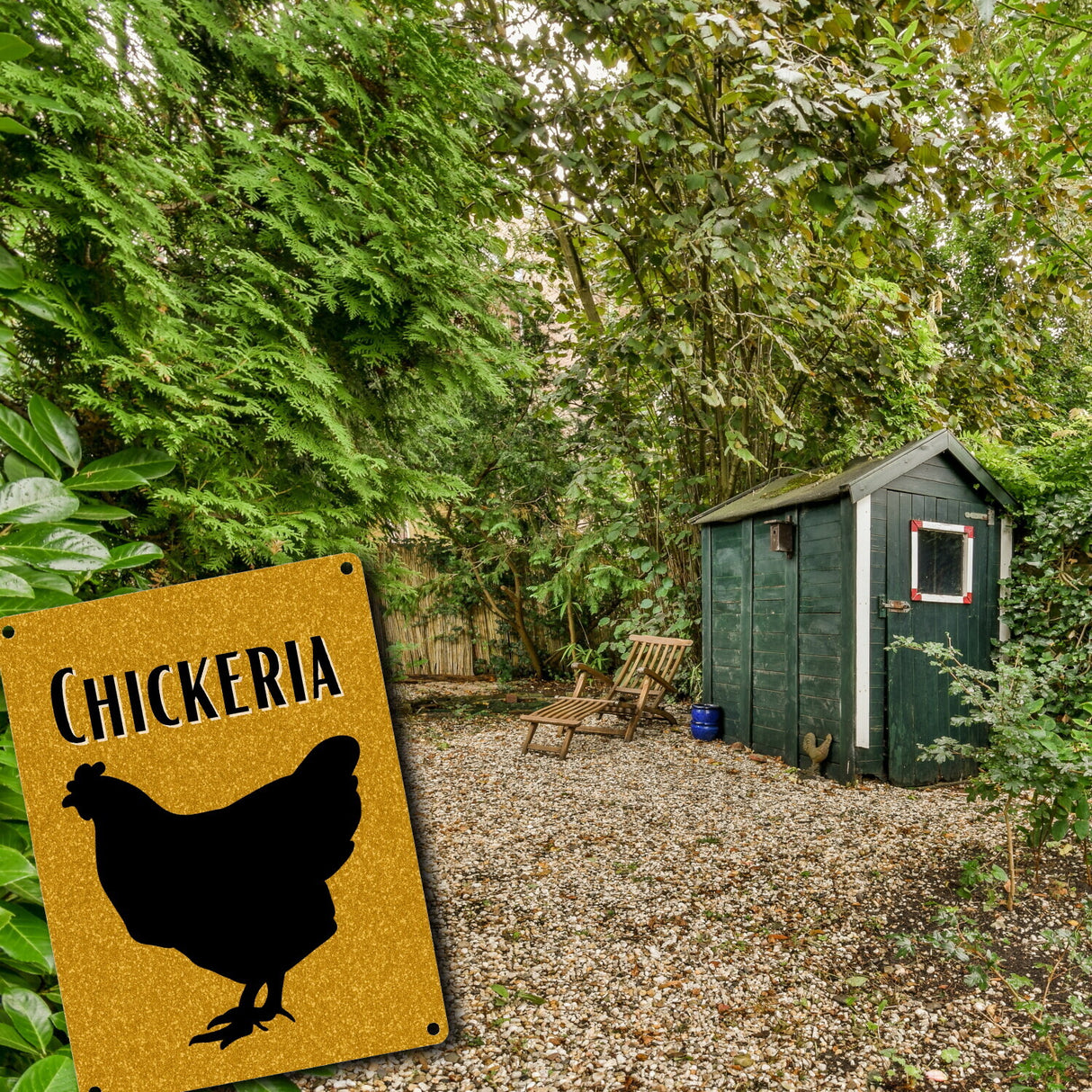 Chickeria Huhn Metallschild in 15x20 cm