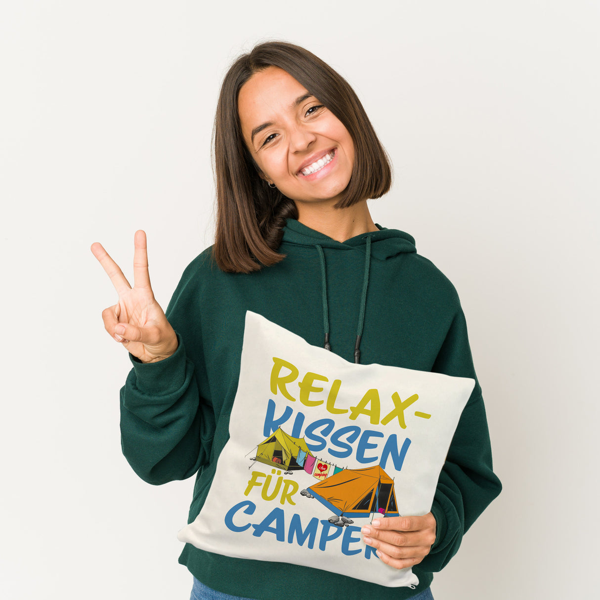 I love Camping Relax Kissen für Camper mit Zelten