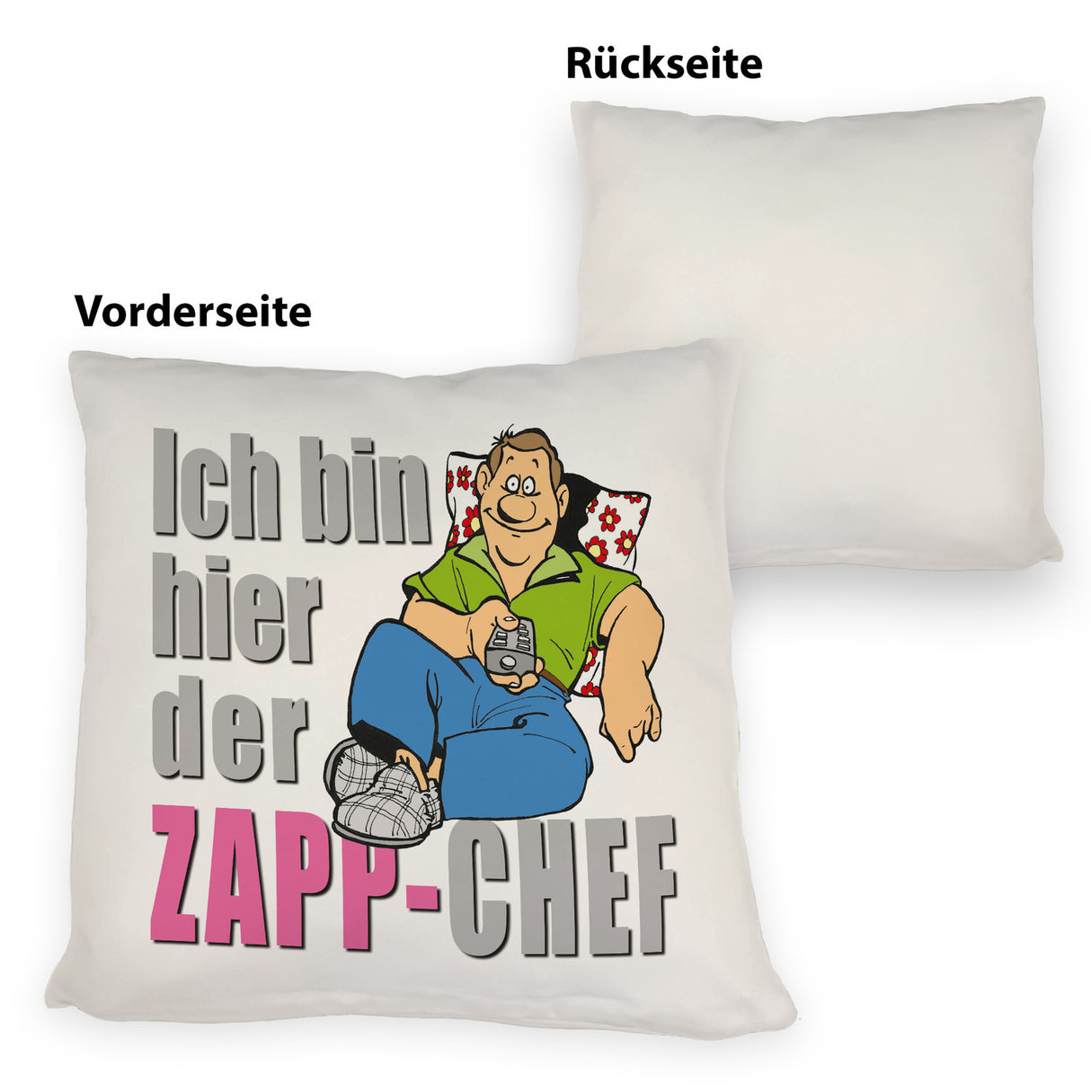 Ich bin hier der Zapp-Chef Kissen mit Text in pink