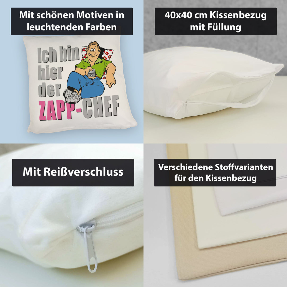 Ich bin hier der Zapp-Chef Kissen mit Text in pink