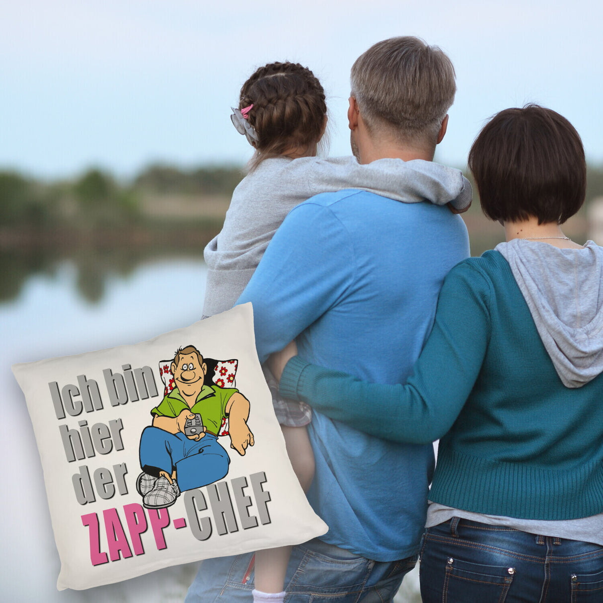 Ich bin hier der Zapp-Chef Kissen mit Text in pink