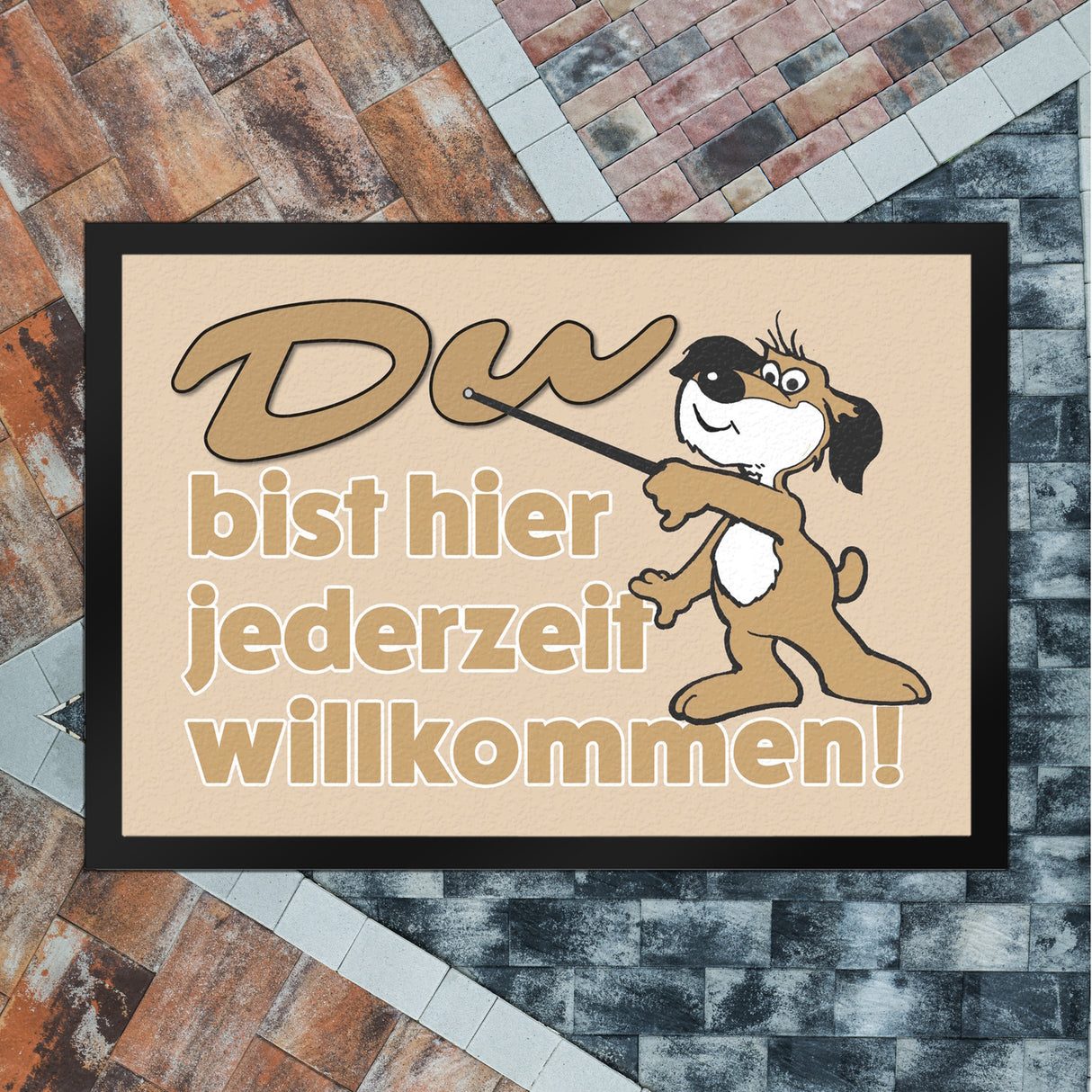 Du bist hier jederzeit willkommen Fußmatte mit freundlichem Hund