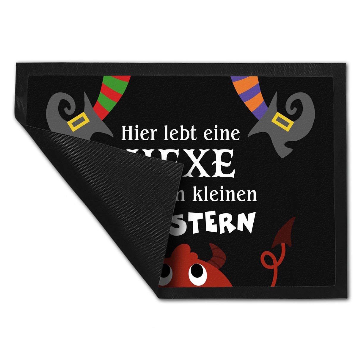 Monster Fußmatte in 35x50 cm mit Spruch Hier lebt eine Hexe