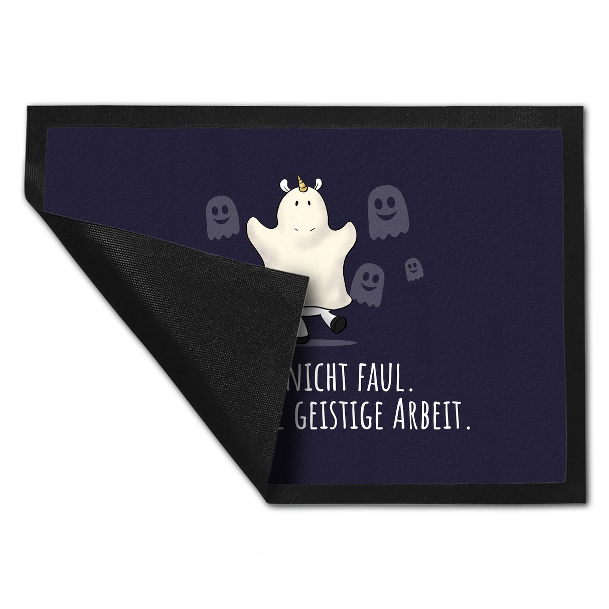 Einhorn-Geist Fußmatte in 35x50 cm mit Spruch Nicht faul mache geistige Arbeit