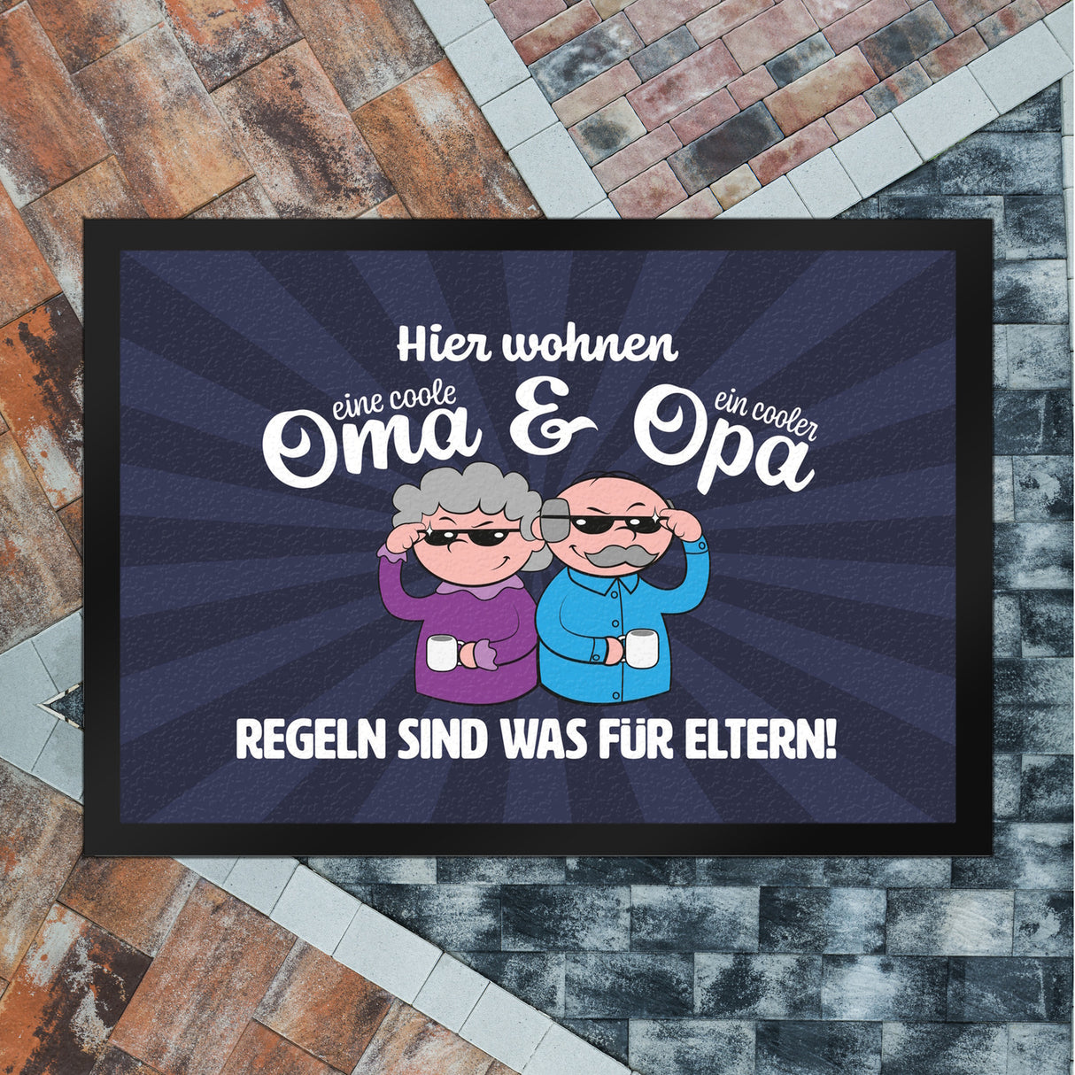 Coole Großeltern Fußmatte in 35x50 cm mit Spruch Regeln sind was für Eltern