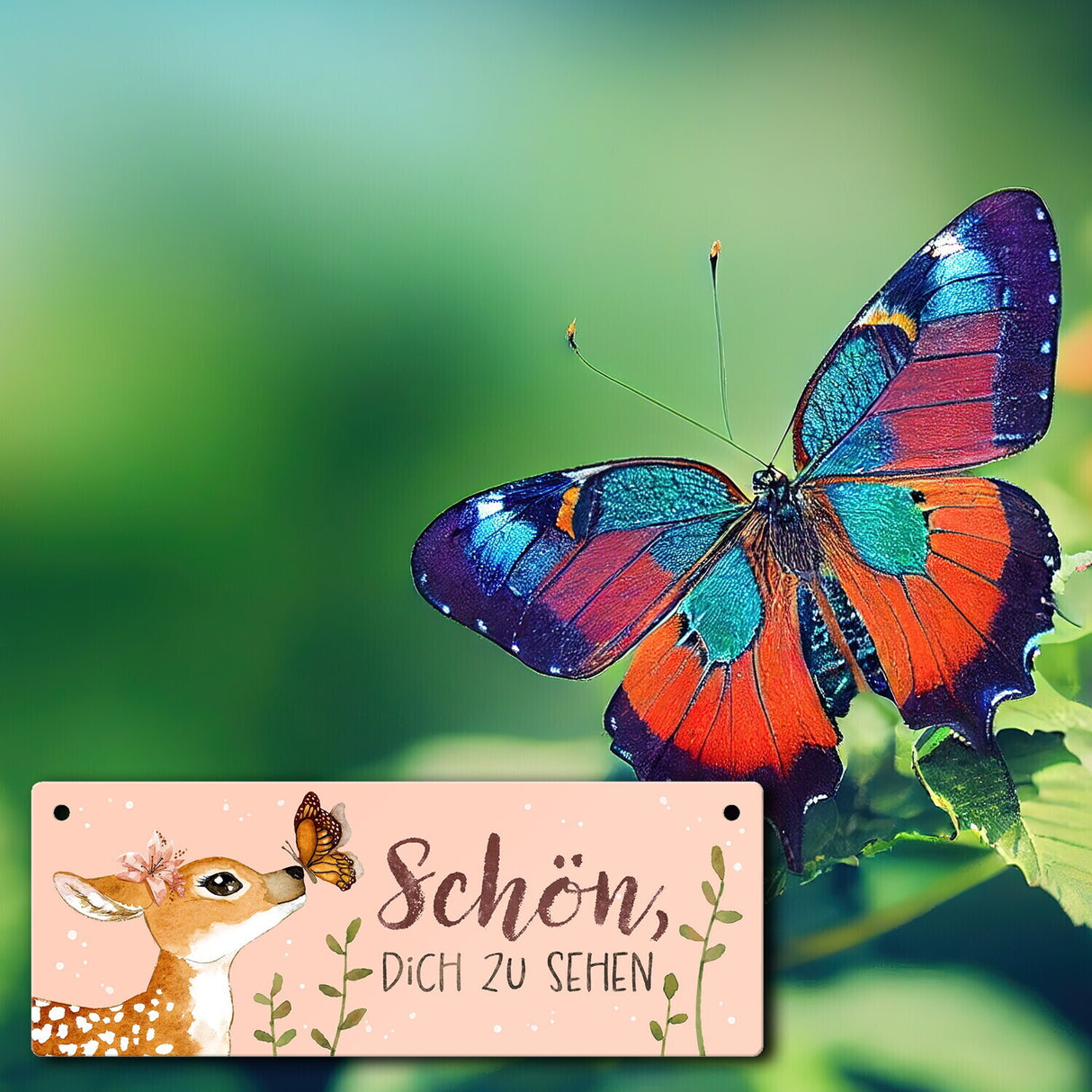 Schön dich zu sehen Metallschild mit niedlichem Reh