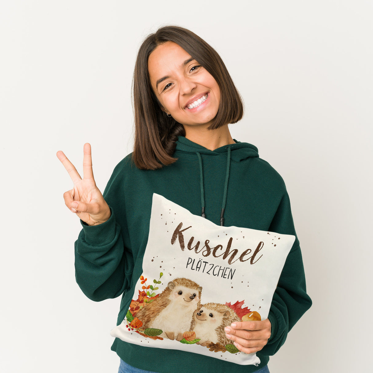 Igel Kissen mit Spruch Kuschelplätzchen