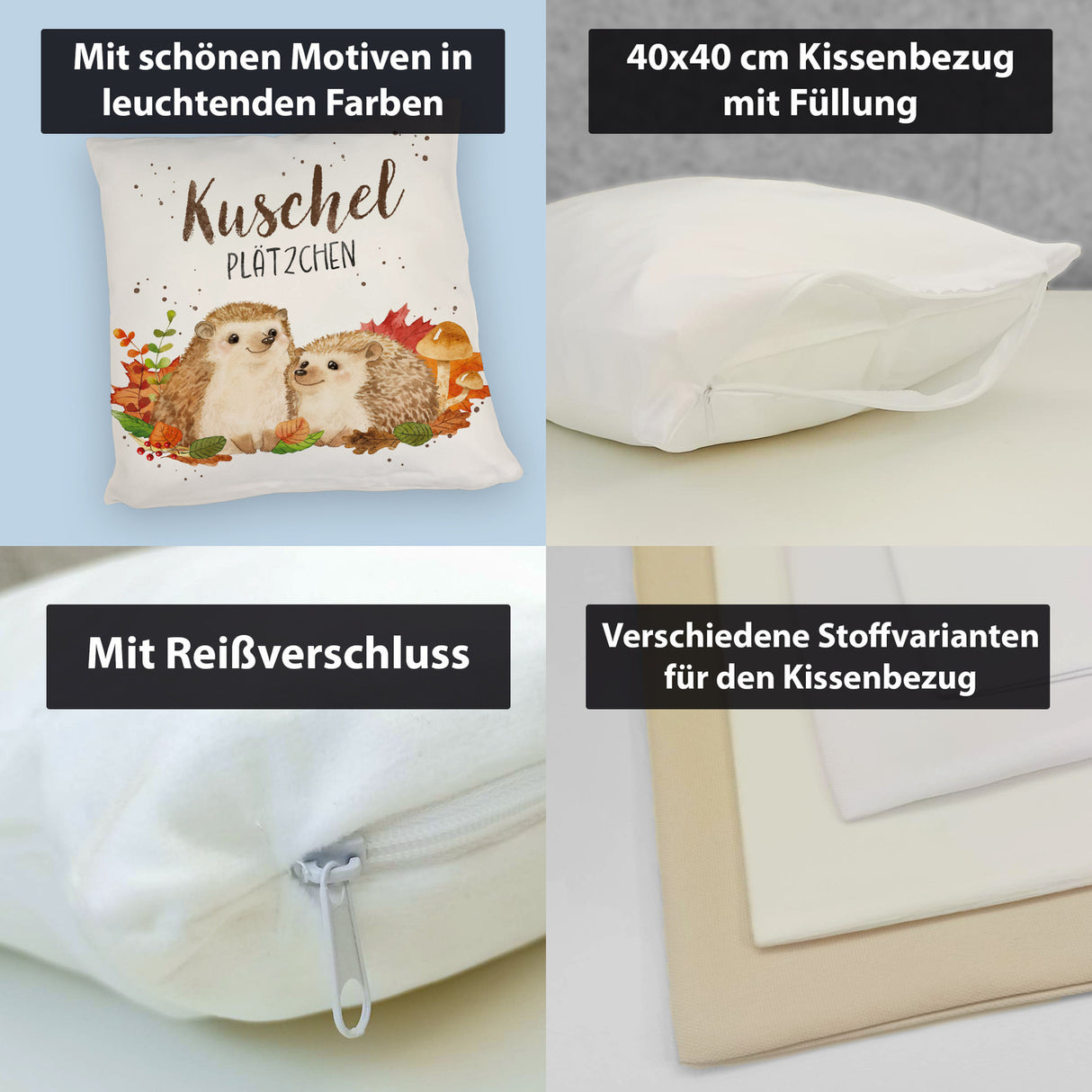 Igel Kissen mit Spruch Kuschelplätzchen