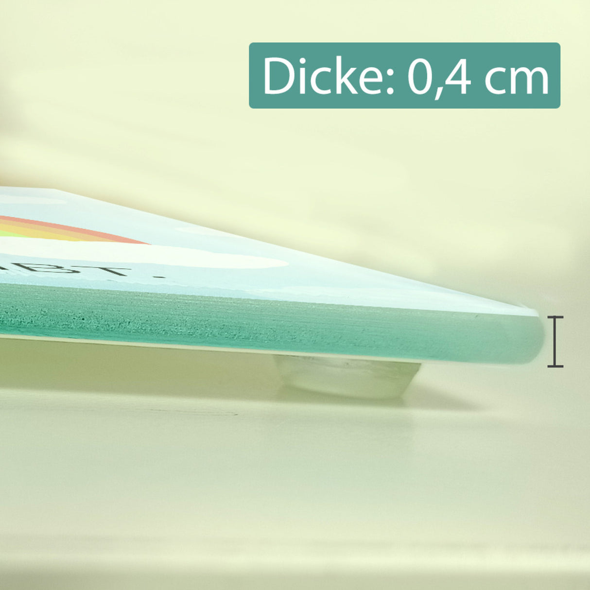 Schön dass es dich gibt Schneidebrett aus Glas mit Regenbogen