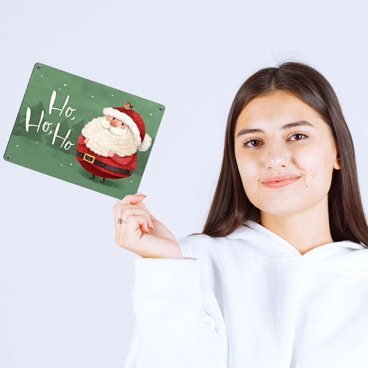 Weihnachtsmann Metallschild in 15x20 cm mit Spruch Ho ho ho