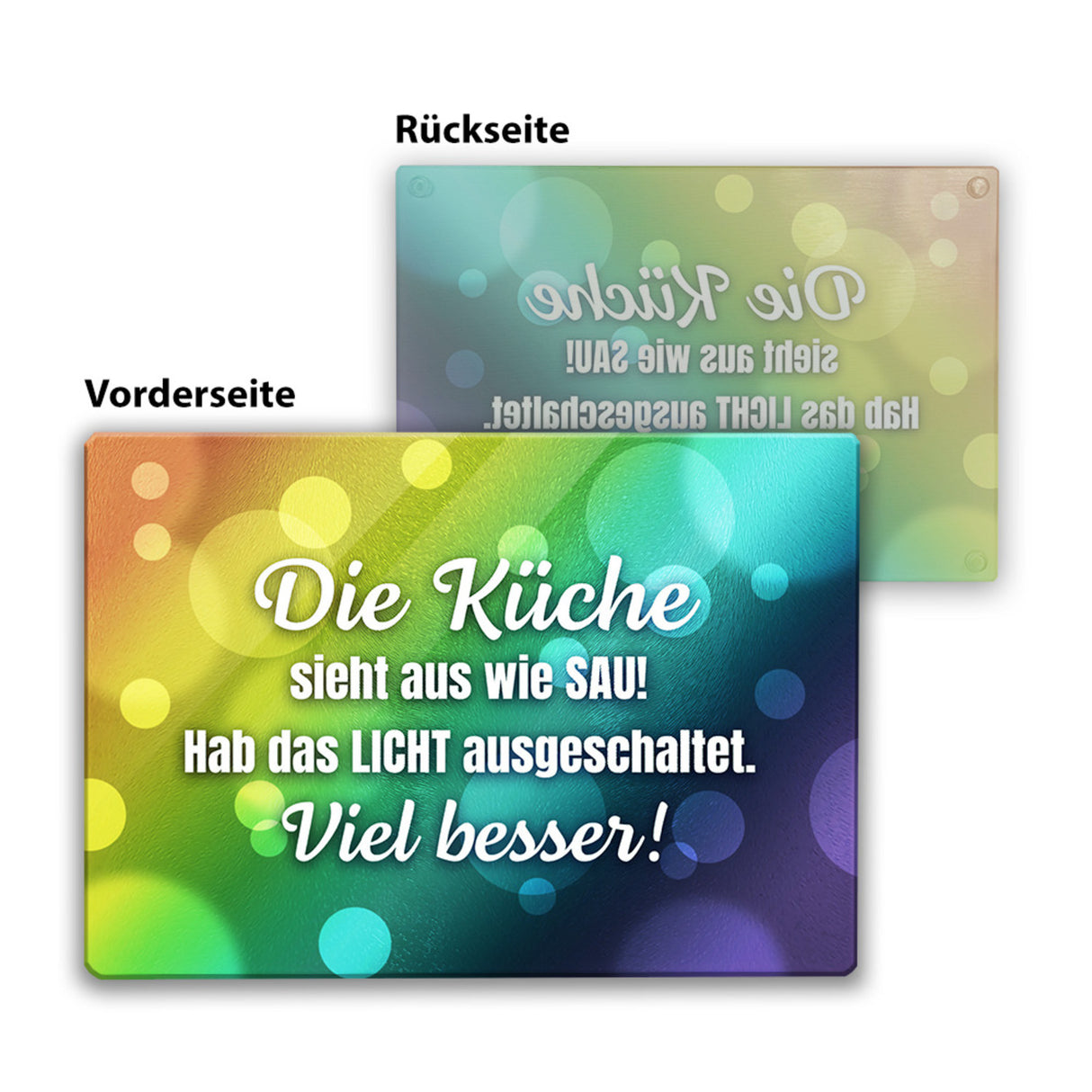 Saustall Schneidebrett aus Glas mit Spruch Hab das Licht ausgeschaltet Viel besser