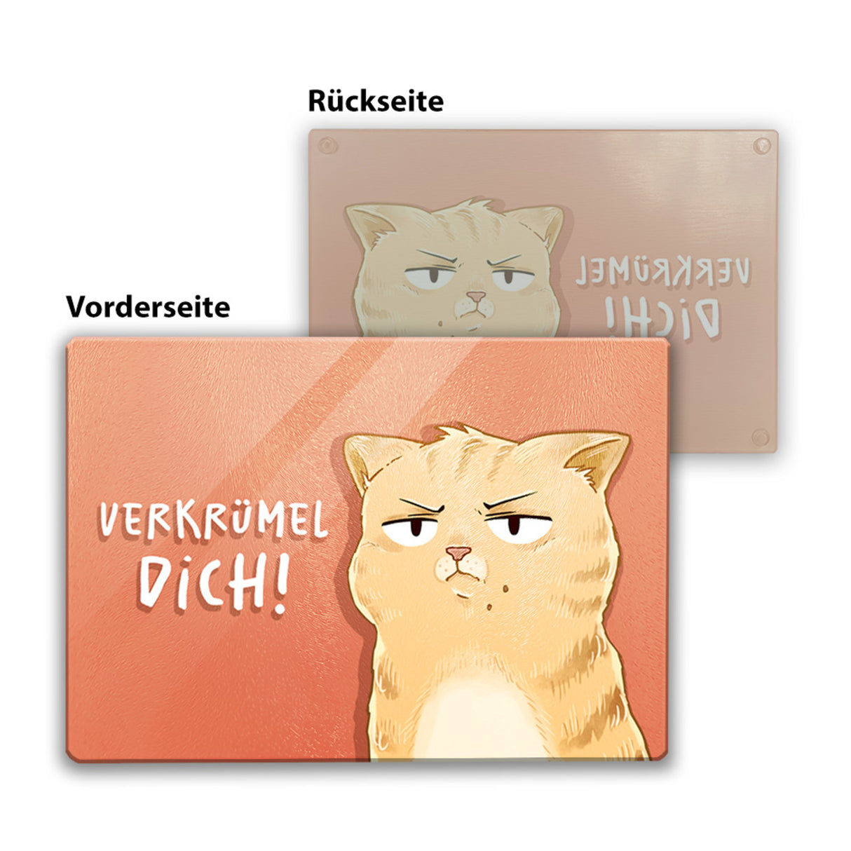 Verkrümel dich Schneidebrett aus Glas mit niedlicher Katze