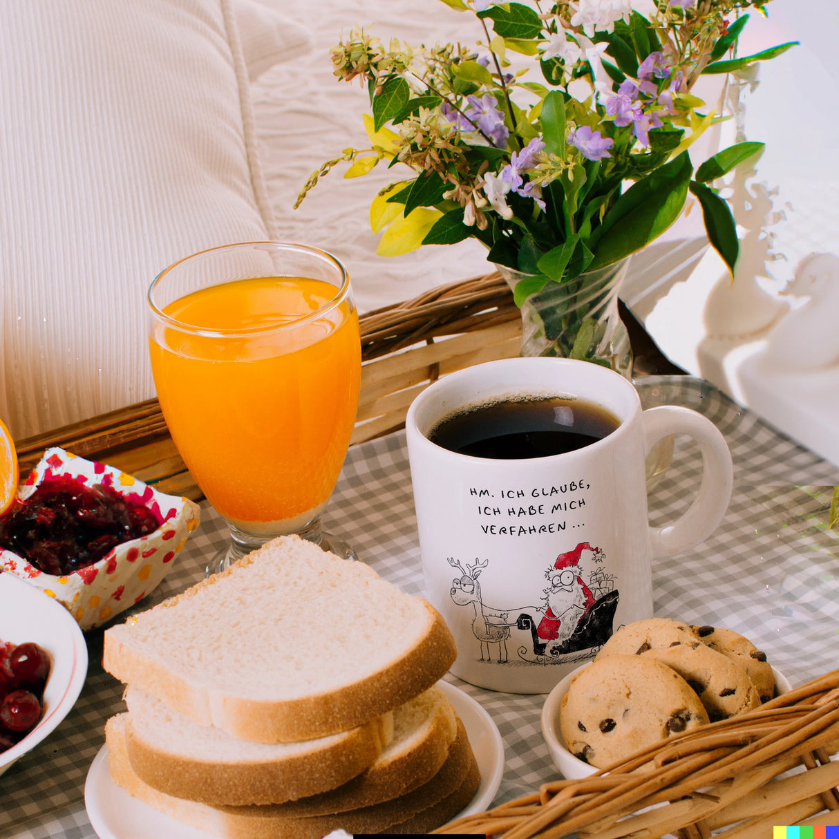 Weihnachtsmann im Schlitten Kaffeebecher mit Spruch Habe mich verfahren