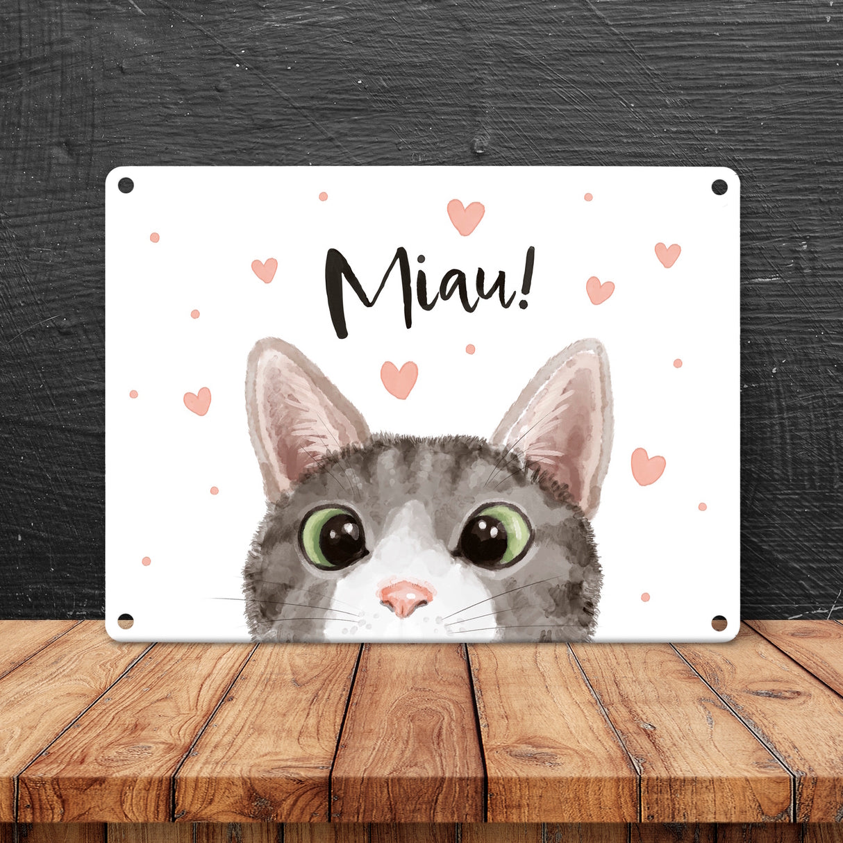 Miau Katze Metallschild in 15x20 cm