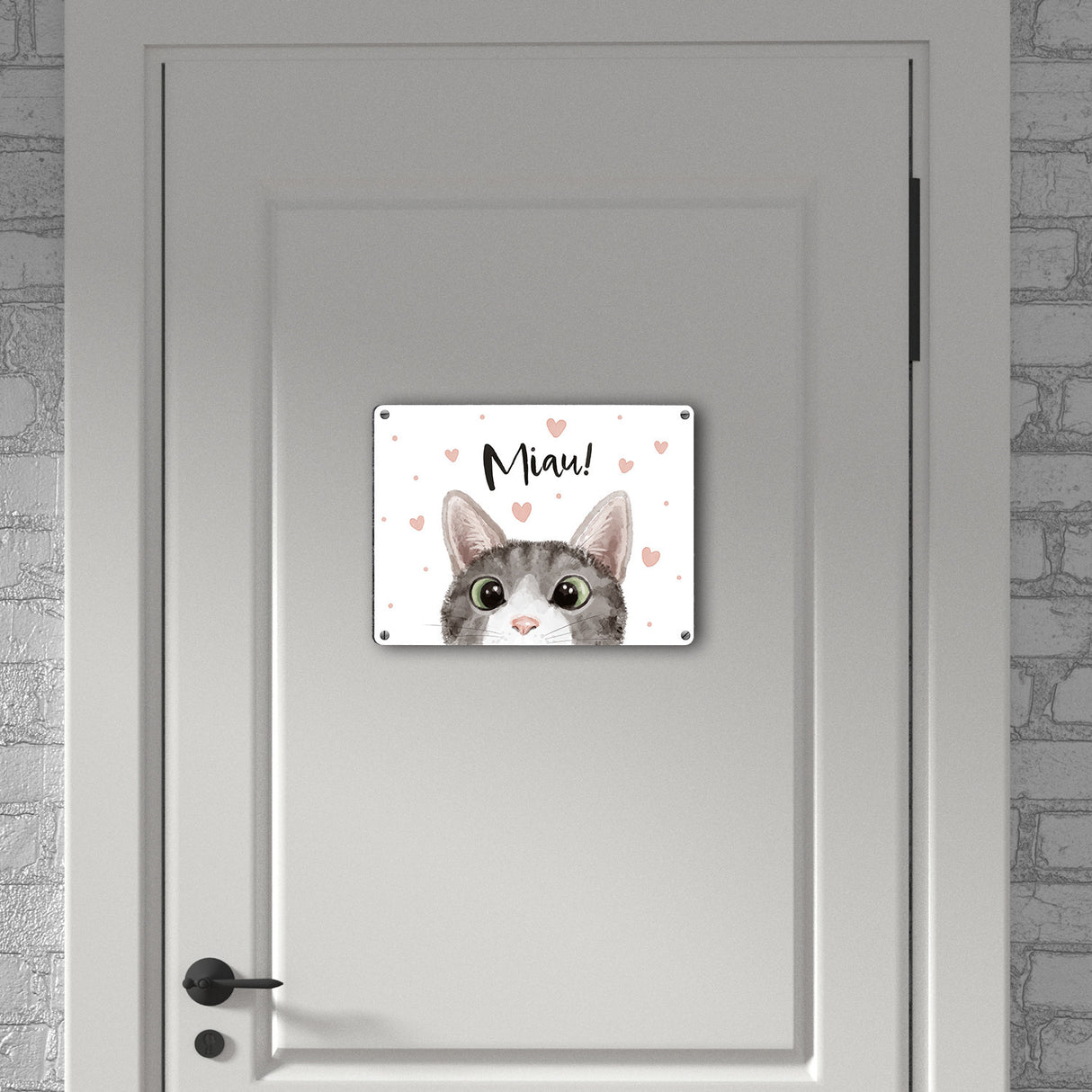 Miau Katze Metallschild in 15x20 cm
