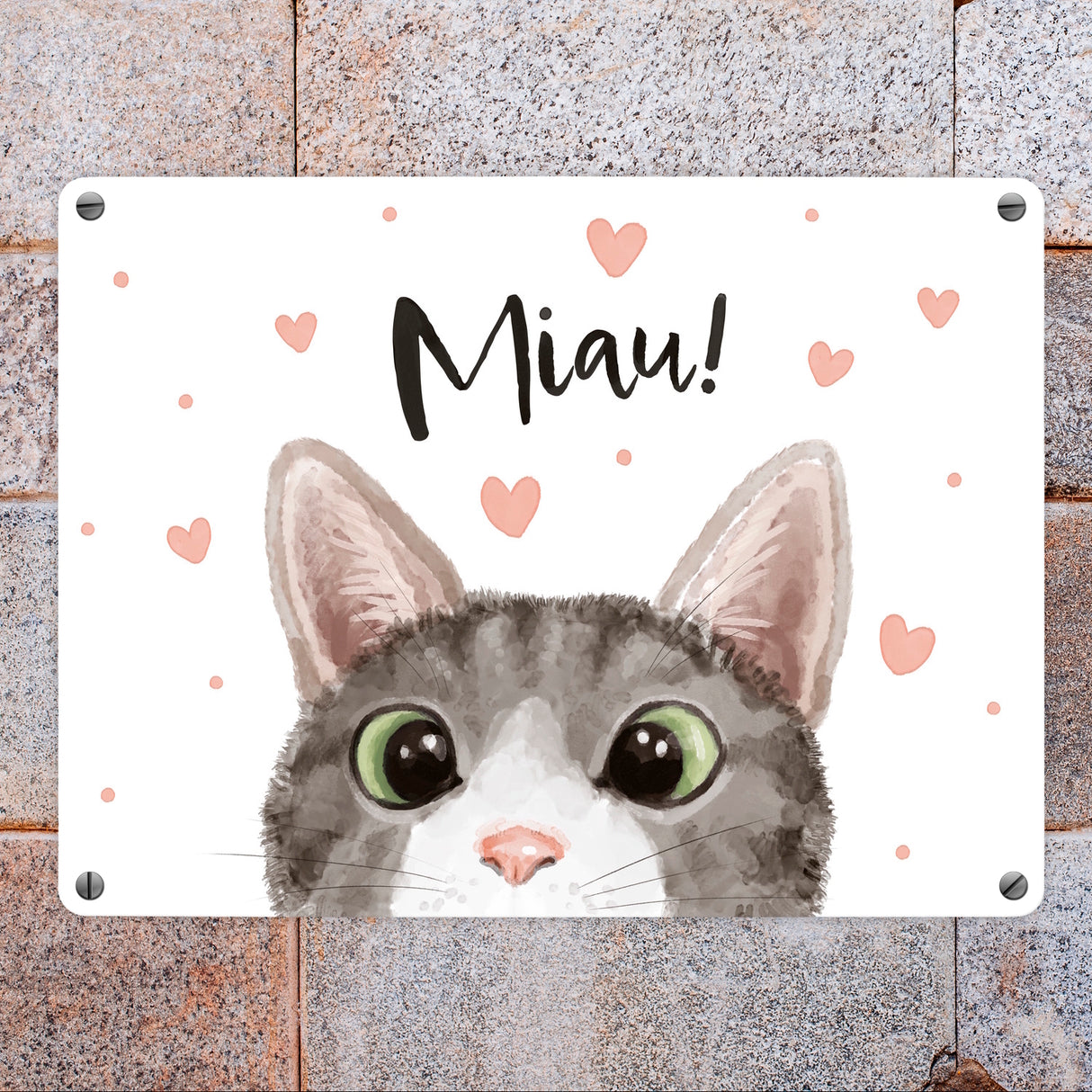 Miau Katze Metallschild in 15x20 cm