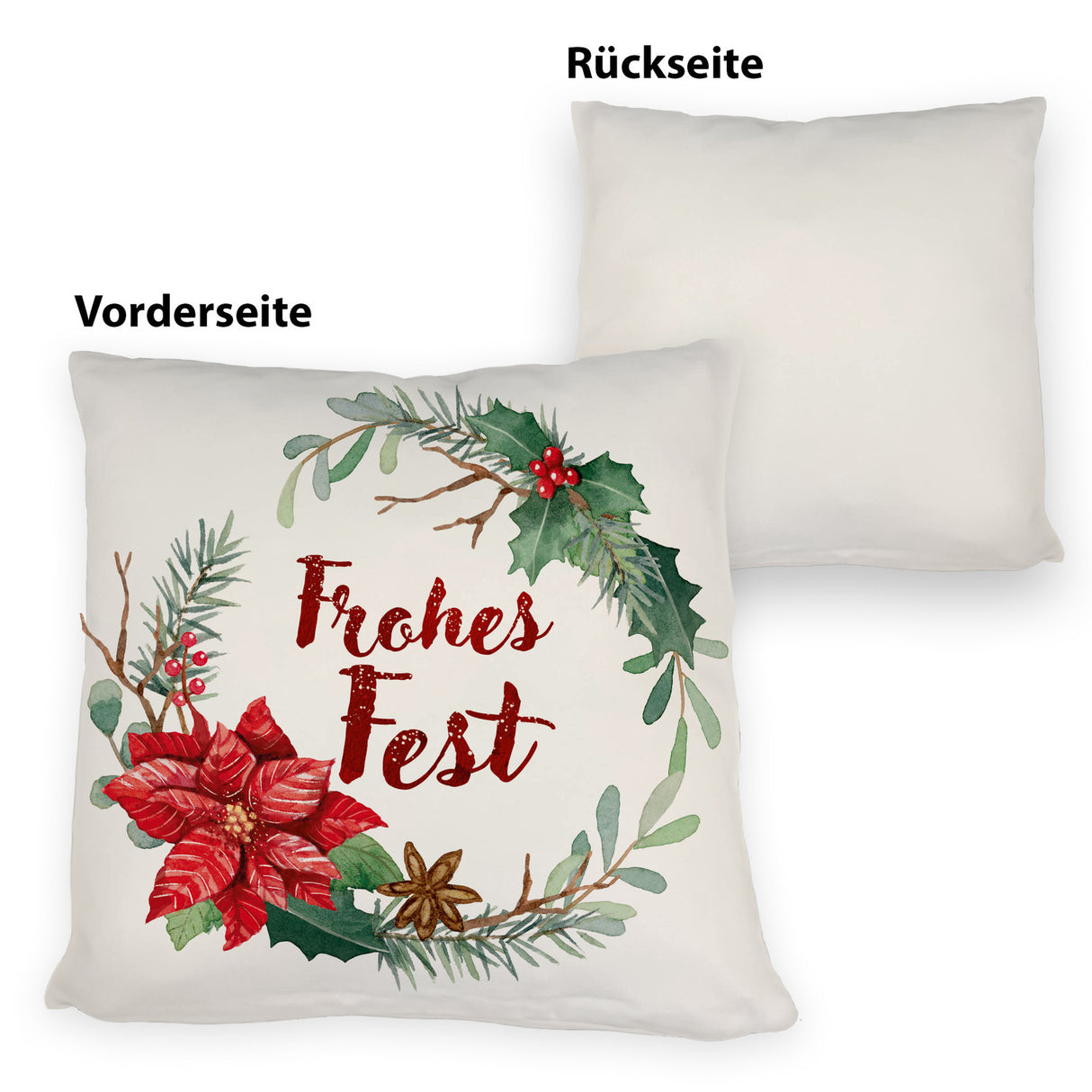 Frohes Fest Weihnachtskranz Kissen
