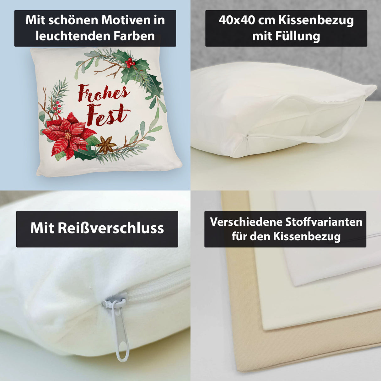 Frohes Fest Weihnachtskranz Kissen
