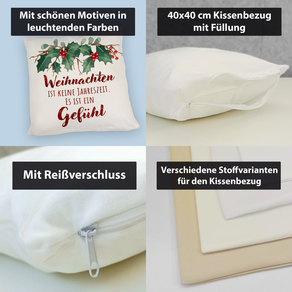 Weihnachten ist ein Gefühl Kissen mit Spruch