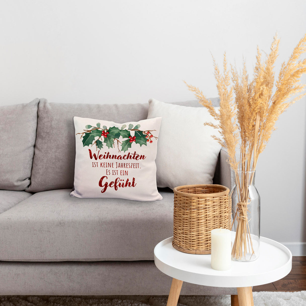 Weihnachten ist ein Gefühl Kissen mit Spruch