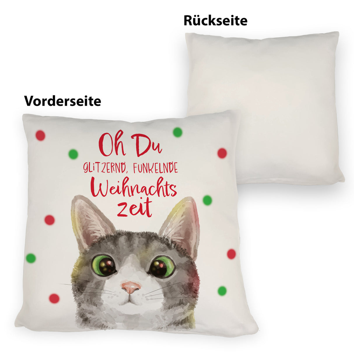 Oh Du glitzernd funkelnde Weihnachtszeit Katze Kissen