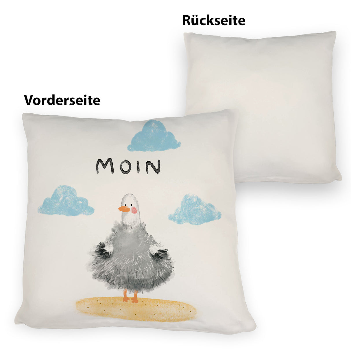 Möwe Kissen mit Spruch Moin