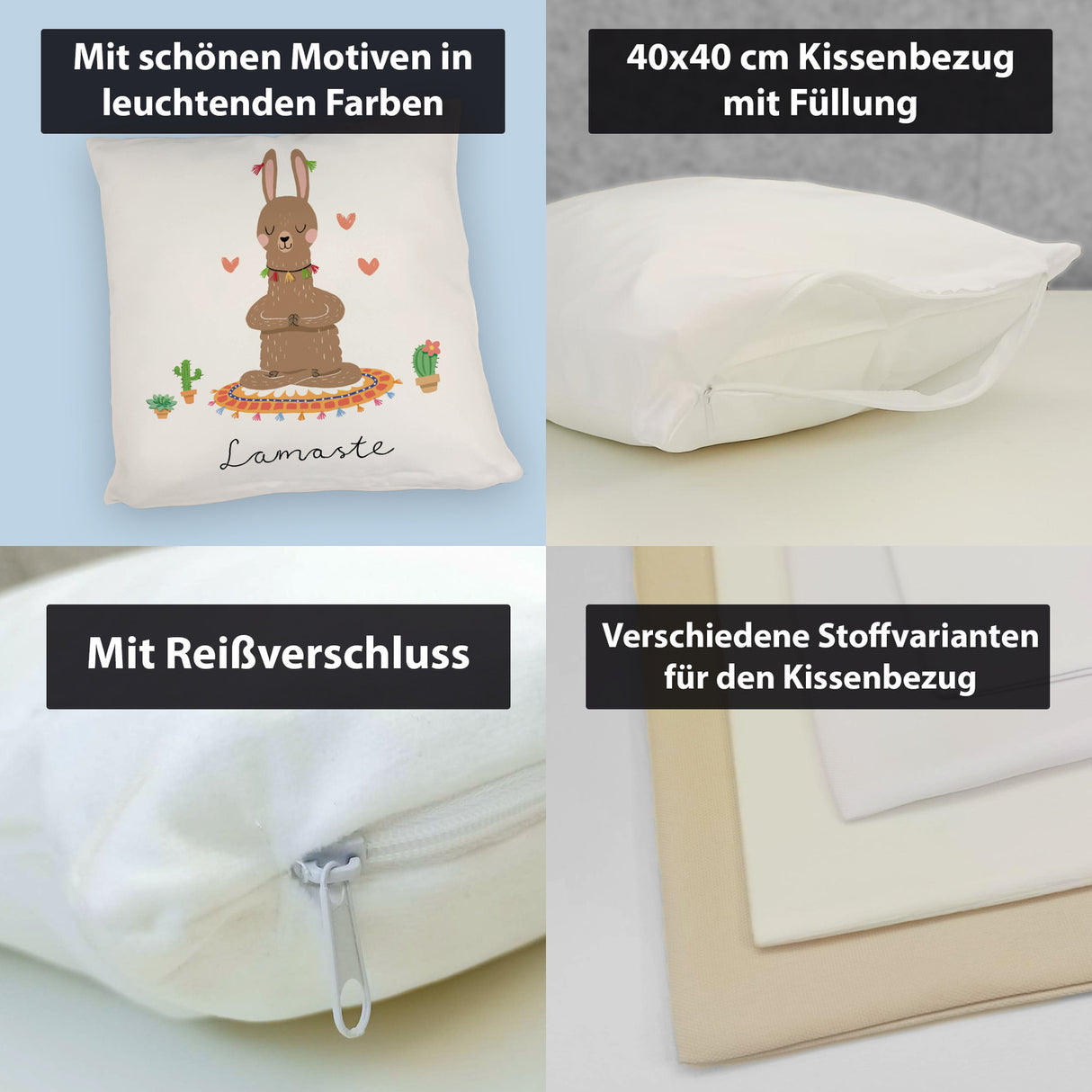 Lama Kissen mit Spruch Lamaste