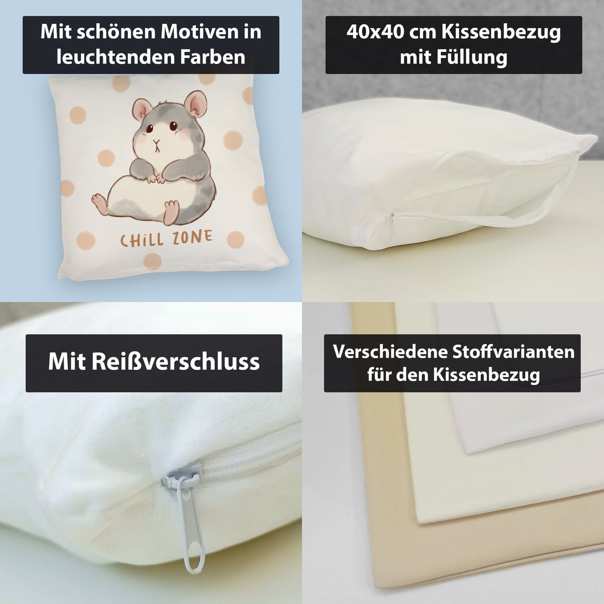 Hamster Kissen mit Spruch Chill Zone