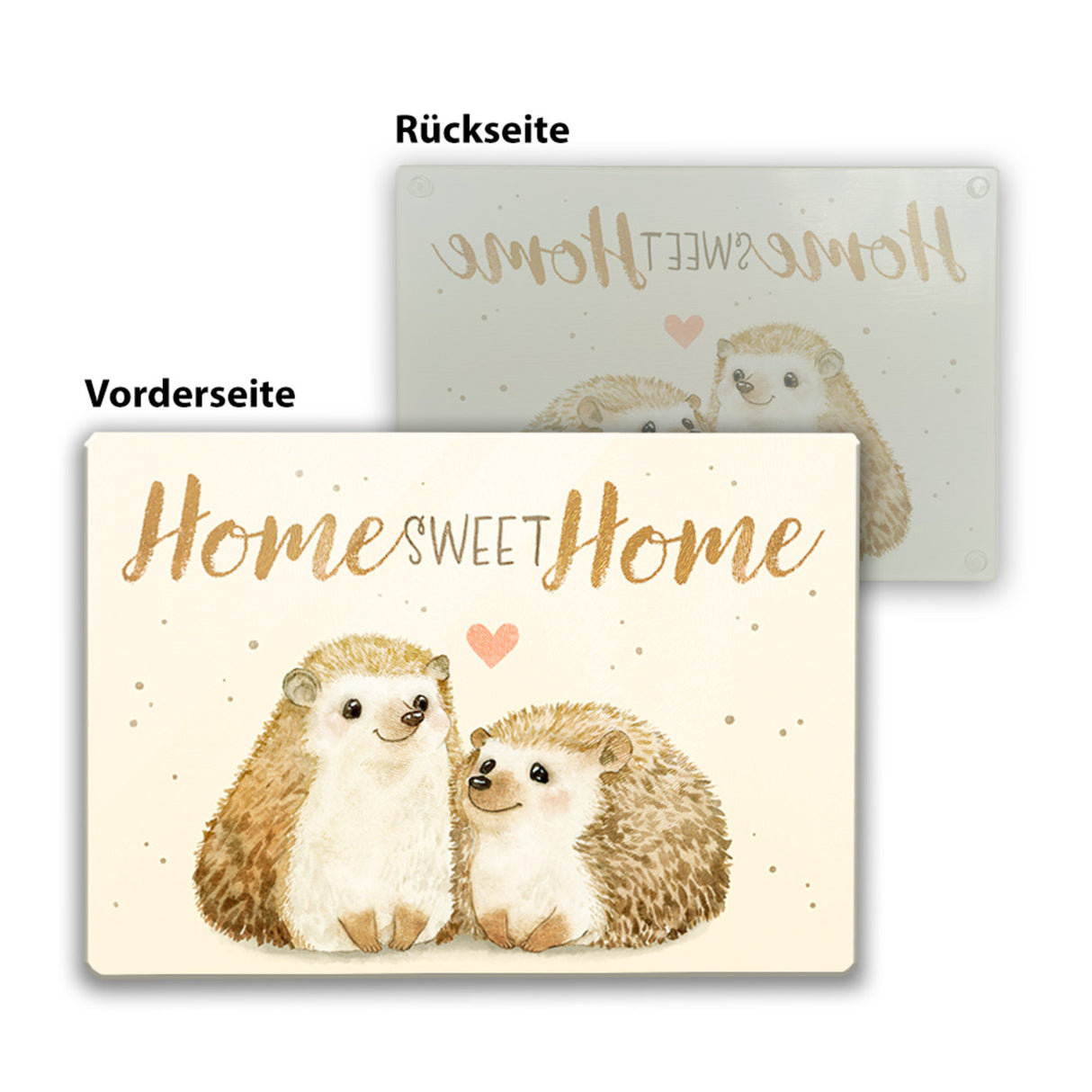 Igel Schneidebrett aus Glas mit Spruch Home Sweet Home