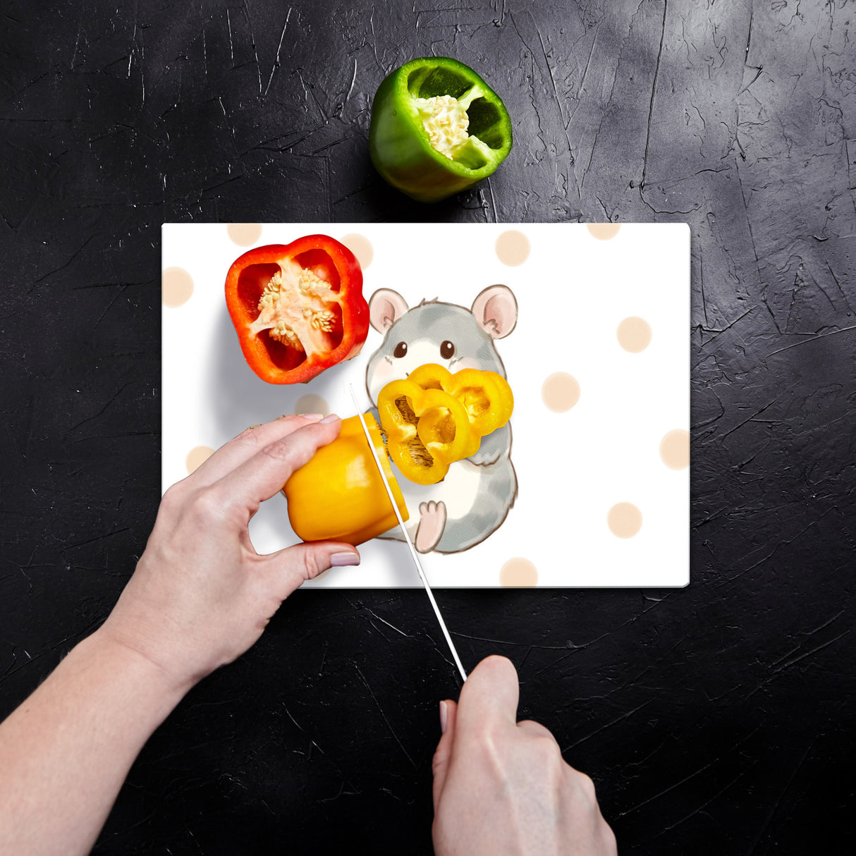 Hamster Schneidebrett aus Glas im Aquarell-Stil