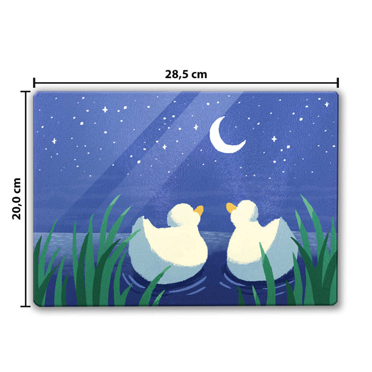 Enten Pärchen im Mondschein bei Nacht Schneidebrett aus Glas