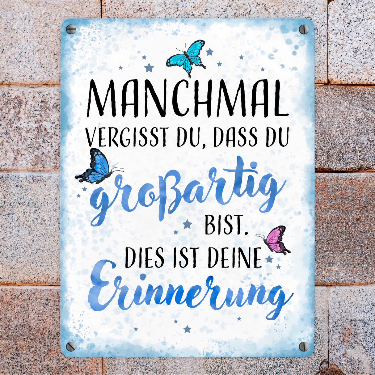 Schmetterlinge Metallschild in 15x20 cm Manchmal vergisst du dass du großartig bist