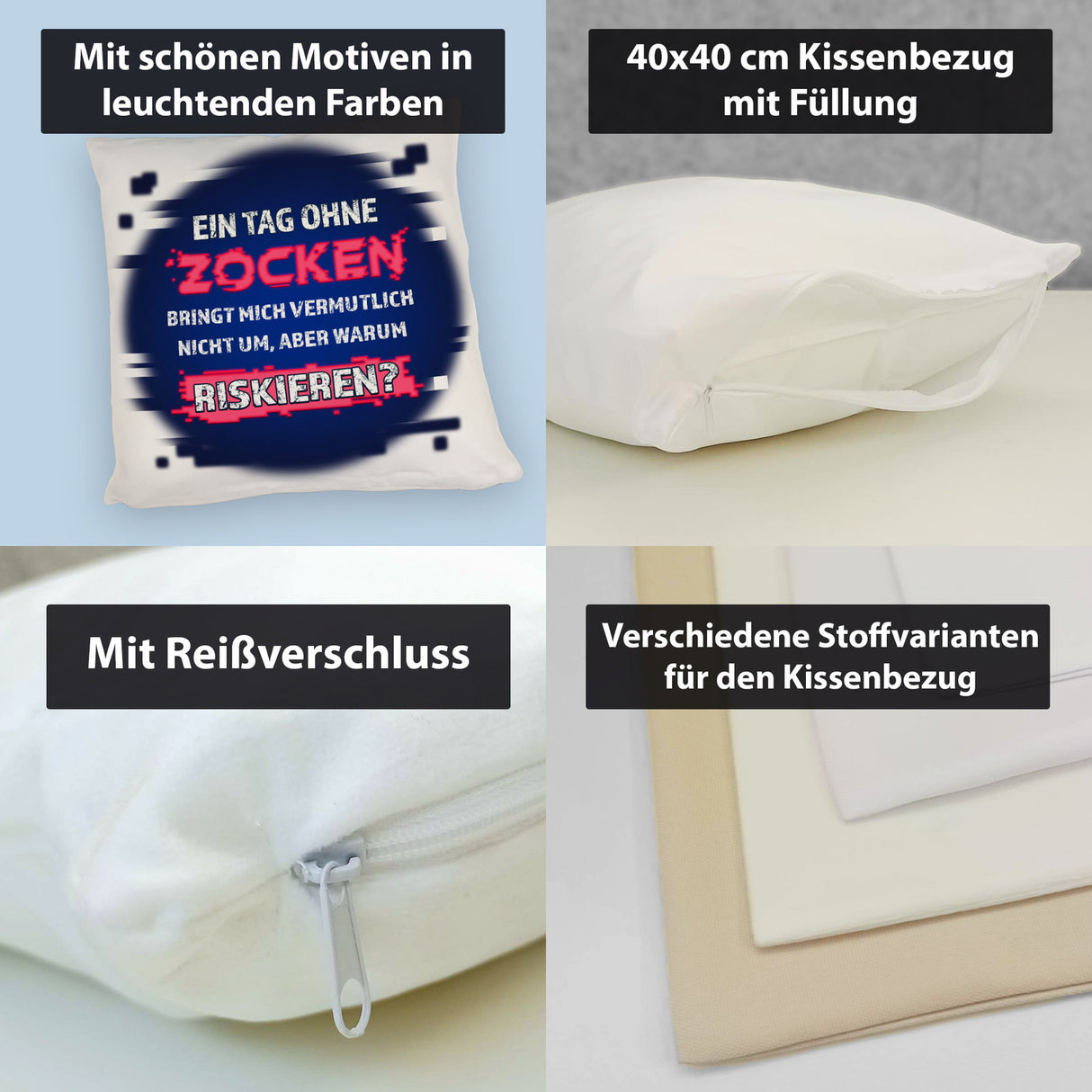 Zocker Kissen mit Spruch Ein Tag ohne Zocken