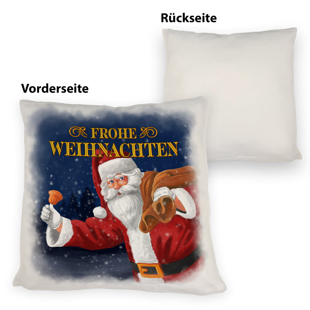 Traditioneller Weihnachtsmann Kissen mit Spruch Frohe Weihnachten