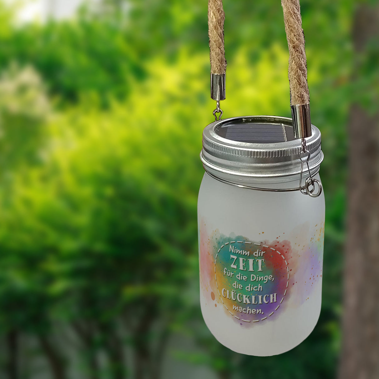 Nimm dir Zeit für Dinge die glücklich machen Solarlicht mit Spruch