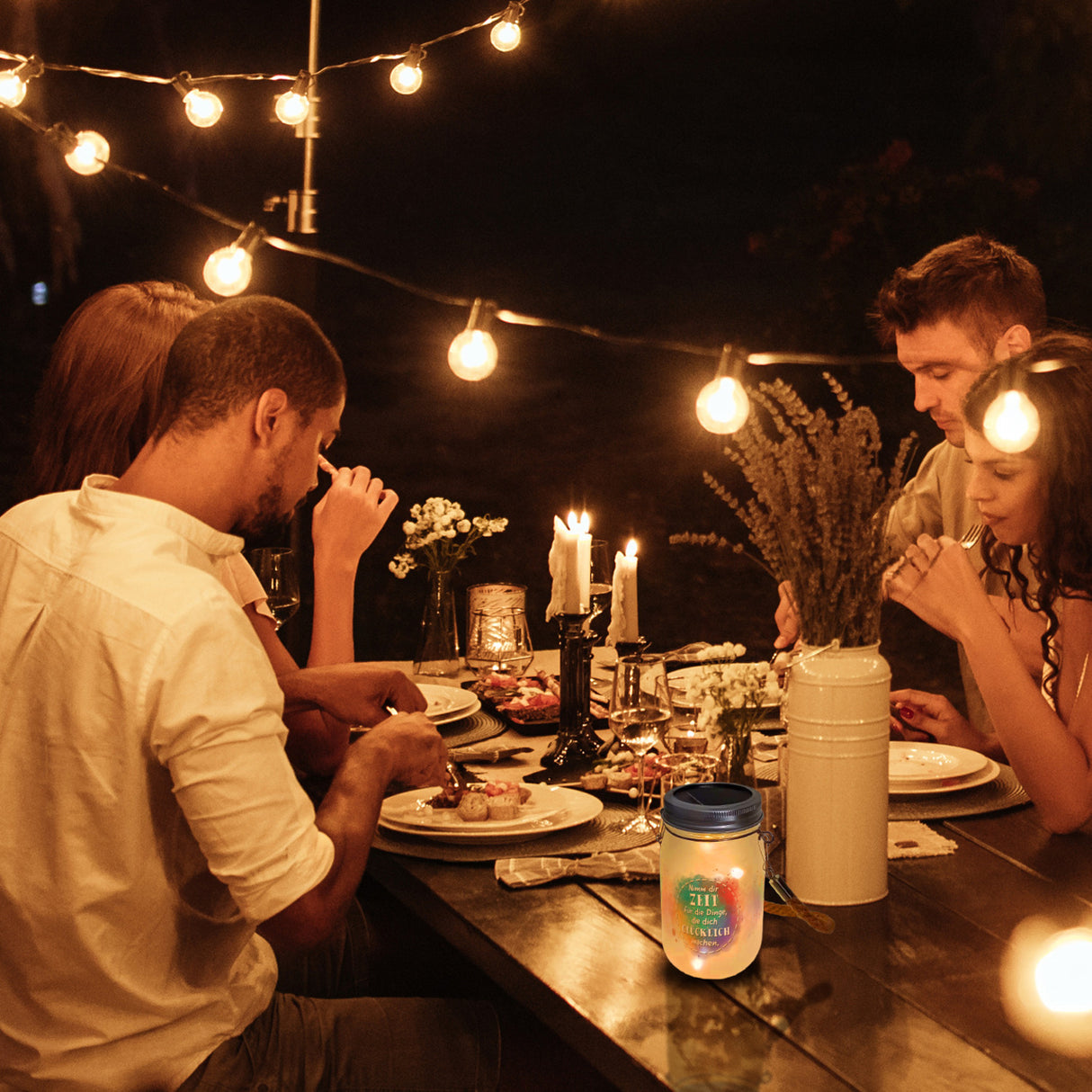 Nimm dir Zeit für Dinge die glücklich machen Solarlicht mit Spruch