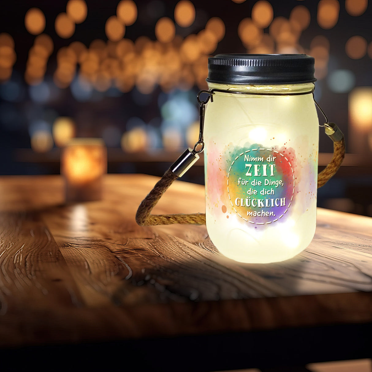 Nimm dir Zeit für Dinge die glücklich machen Solarlicht mit Spruch