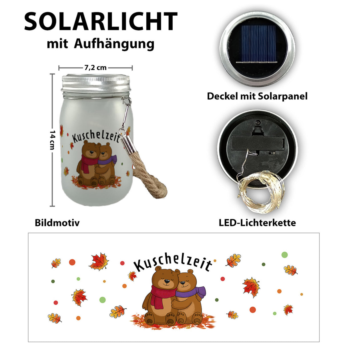 Kuschelzeit Solarlicht mit niedlichem Bärenpärchen