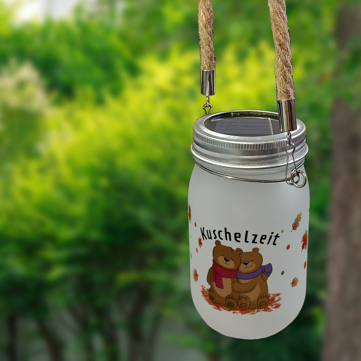 Kuschelzeit Solarlicht mit niedlichem Bärenpärchen